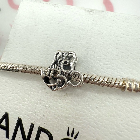 Disney Minnie Mouse Openwork Charm Sterling Silver 925 - Picture 2 of 3